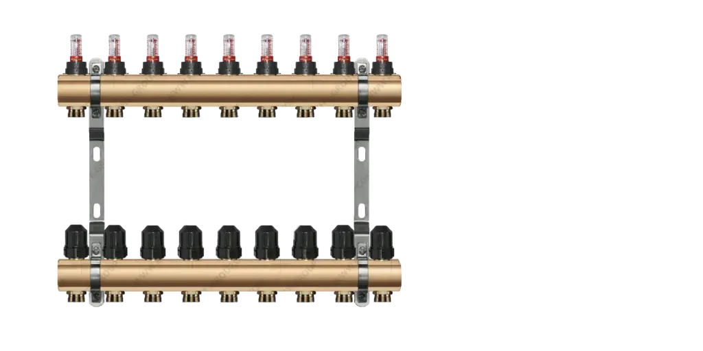 Rozdzielacz Вrass KHT z rotametrami 9 obiogi RB-VT-09 / Manifolds Вrass KHT with flow meters 9 outlets RB-VT-09