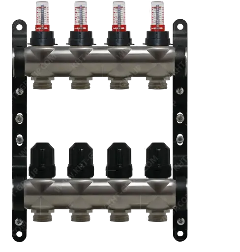 Rozdzielacz Inox KHT z rotametrami 4 obiegi RI-VT-04 / Manifolds Inox KHT with flow meters 4 outlets RI-VT-04