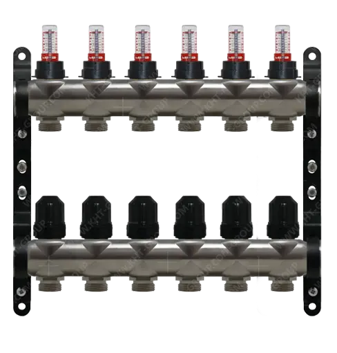 Rozdzielacz Inox KHT z rotametrami 6 obiogi RI-VT-06 / Manifolds Inox KHT with flow meters 6 outlets RI-VT-06