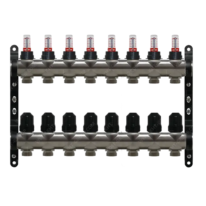 Rozdzielacz Inox KHT z rotametrami 8 obiogi RI-VT-08 / Manifolds Inox KHT with flow meters 8 outlets RI-VT-08