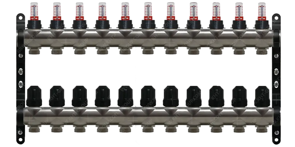 Rozdzielacz Inox KHT z rotametrami 11 obiogi RI-VT-11 / Manifolds Inox KHT with flow meters 11 outlets RI-VT-11
