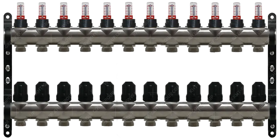 Rozdzielacz Inox KHT z rotametrami 12 obiogi RI-VT-12 / Manifolds Inox KHT with flow meters 12 outlets RI-VT-12