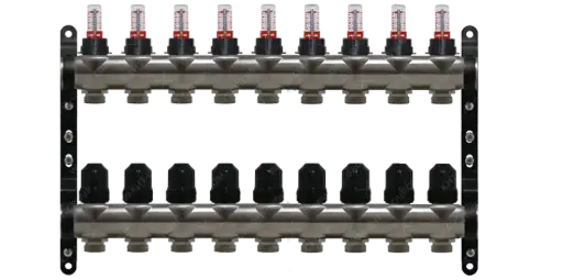 [RI-VT-09] Rozdzielacz Inox KHT z rotametrami 9 obiogi RI-VT-09 / Manifolds Inox KHT with flow meters 9 outlets RI-VT-09