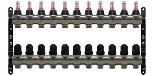 [RI-VT-11] Rozdzielacz Inox KHT z rotametrami 11 obiogi RI-VT-11 / Manifolds Inox KHT with flow meters 11 outlets RI-VT-11
