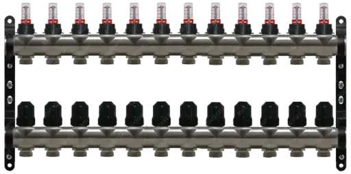 [RI-VT-12] Rozdzielacz Inox KHT z rotametrami 12 obiogi RI-VT-12 / Manifolds Inox KHT with flow meters 12 outlets RI-VT-12